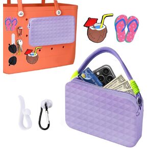 SGVAHY Phone Holder for Bogg Bag Accessories, Soft Silicone Insert Wallet for Bogg Bags Charms, Rubber Beach Bag Attachment Beach Tote Bag Compatible with All Phones Models (7.55*4.72*1.39inch, Grey)