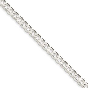 The Black Bow Men's 7mm, Sterling Silver Solid Flat Curb Chain Bracelet
