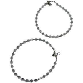 ANDYWARS FASHION Ethnic Pearl Oxidized Silver Anklets for Women and Girls, Pearl Payal, Ankel, Affordable Anklets, Body Jewelry, Trending Anklets, Indian Jewelry Anklets in Kuwait