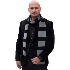 Adult Scarf Winter Warm Men's Black and Gray Striped Knitted Scarf Halloween Role Play Set Matching