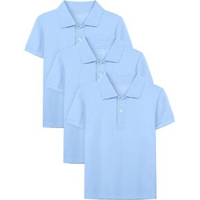 OHD 3 Pack Boys Polo Shirt Uniform School Polo Shirts for Boys Multiple Color Kids Short Sleeve Polo Size 3T-14