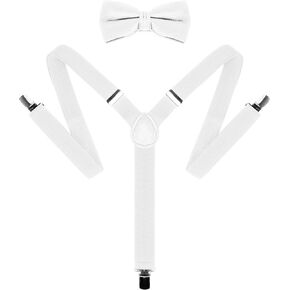 Umo Lorenzo Kids Suspender and Bowtie Sets - Adjustable Y Shape Suspenders for Boys Ages 4-12
