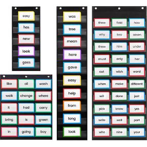9"x22", 9"x44", 17"x22", and 17"x44" Pocket Chart, Black - Sturdy Variety Pack Pocket Chart for Classroom for Sentence Strips - Easy to Use & Hang, Reusable Black Pocket Chart