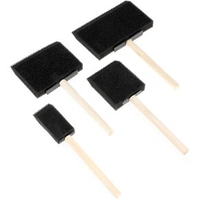4Pcs Sponge Foam Brush Set Paint Sponge Brush with Wooden Handle Foam Brush Paint Applicators Sponge Painting Tools for DIY Craft Projects (4 Sizes)