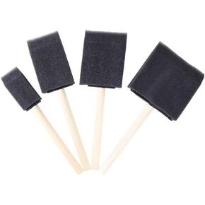 12 Pcs Foam Brushes Black Sponge Paint Brushes Wooden Handle Sponge Brushes for Painting, Staining, Drawing, Varnishes, DIY Craft Projects, 4 Assorted Sizes