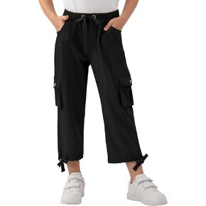MoFiz Girls Cargo Capris Hiking Pants Lightweight Quick Dry Outdoor Athletic Travel Casual Loose Comfy Cute Pockets