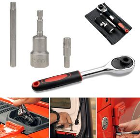 Hard Top Screws Door Removal Torx Set Tool Kit Compatible for 2007-2024 Jeep Wrangler JK JL Rubicon Sahara Sports 2/4 Door Replace 68361574AB 82214166AB - Red