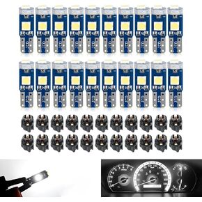 مجموعة مصابيح LED T5 للسيارات 20 قطعة، مجموعة شرائح عالية السطوع 3030-3SMD مع حامل قفل ملتوي، لمبة مؤشر رقمي واضح لمكيف الهواء، عالمية للسيارات (أزرق)