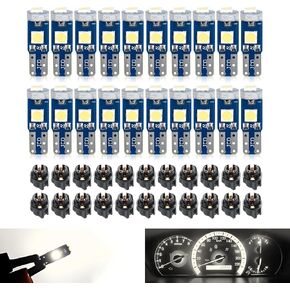 20 PCS Automobile T5 LED Instrument Light Set, 3030-3SMD High-brightness Chipset with Twist Lock Holder, A/C Light Gear Shift Light Digital Clearly Indicator Bulb, Universal for Cars (Blue)