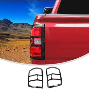 Linskip Tail Light Lamp Cover Trim Compatible with Chevrolet Silverado 2014 2015 2016 2017 2018, Rear Taillight Bezel Decor for Silverado 1500 Accessories(Black)