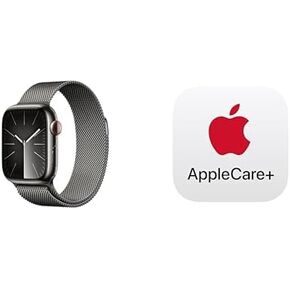 Apple Watch Series 9 [GPS + Cellular 41mm] ساعة ذكية مع هيكل من الفولاذ المقاوم للصدأ جرافيت مع حلقة ميلانو جرافيت. جهاز تتبع اللياقة البدنية، تطبيقات تخطيط القلب، شاشة Retina تعمل دائمًا مع AppleCare+ (سنتان)