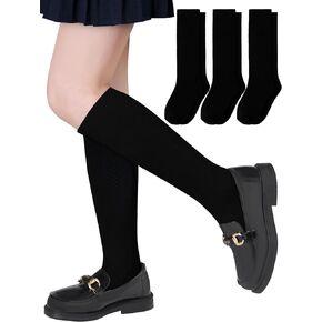 3 Pairs Girls Knee High Socks Girls School Uniform Socks Kids Seamless Long Socks Toddler Knee Socks for Girls Boys