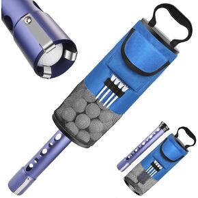 Golf Ball Retriever, Shag Bag for Golf Balls with Detachable Aluminum Alloy/Plastic Tube, Golf Shag Bags Golf Ball Shagger with Pocket & Tee Holder, Hold up to 80 Balls