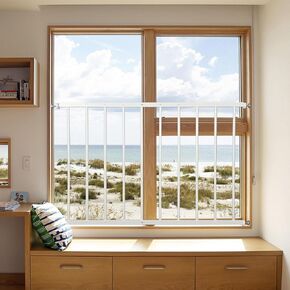 Window Safety Guards, White Safety Window Guard, Window Security Bars Fit 30.7"-33.86" Wide (1 Piece)