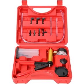 2 in 1 Handheld Vacuum Pump Brake Bleeder Kit for Motorcycle 16 pcs Brake System Bleeding Tools with Gauge Adapters Automotive Brake Fluid Bleeding Set for Bike Car Truck (16pc3Blue)