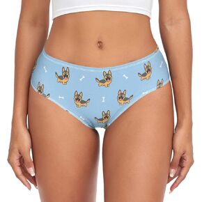 Women's Underwear Brief Breathable Soft Knickers Cute German Shepherd Puppy Cartoon Medium Multi