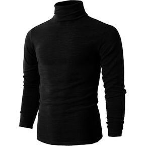 H2H Mens Lightweight Slim Fit Turtleneck Pullover Casual Long Sleeve