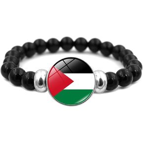 Acrecean National Flag Bracelet, Beaded Bracelet, Adjustable Bracelet for Men Women
