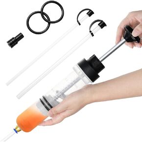 Oil Extractor Pump - 500CC Manual Liquid Extractor, Multi-Function Car Oil Pump, Liquid Transfer Pump, with Two Extension Tubes and Replacement Rubber Rings