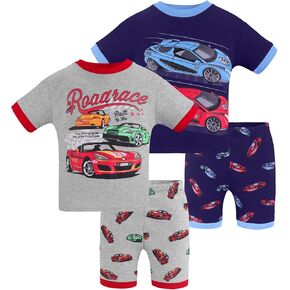 DAUGHTER QUEEN Boys Pajamas 4 Pieces Short Set 100% Cotton Sleepwear Size 18 Months-12 Years