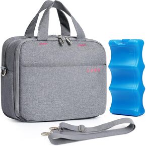 Lekebaby Breastmilk Cooler Bag with Ice Pack Fits 4 Baby Bottles, Baby Bottle Cooler Bag, BreastMilk Cooler Bag for Nursing Mom Daycare