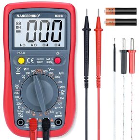 6000 Counts RANGERHINO-R30D Digital Multimeter Tester Automotive, NCV Detection, AC/DC Voltage AC/DC Current, for Resistance Temperature Battery Diodes and Continuity, Backlit LCD Display, Data Hold