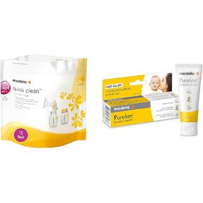 أكياس ميكروستيم سريعة التنظيف من ميديلا، أكياس تعقيم للزجاجات وأجزاء مضخة الثدي تقضي على 99.9 من جراثيم البكتيريا الشائعة وتطهر معظم ملحقات مضخة الثدي، أصفر، 12 عبوة in Kuwait