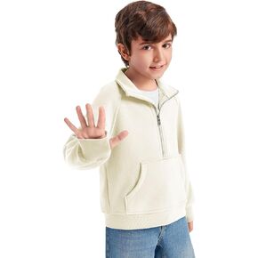 Haloumoning Boys Thumb Hole Sweatshirts Half Zipper Long Sleeve Fleece Pullover with Pockets 5-14 Years