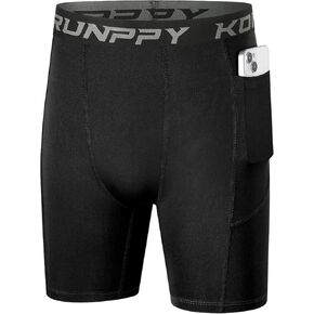 Boys Compression Shorts Side Pocket Youth kids Spandex Athletic Underwear Performance Sports Shorts for Baseball