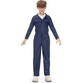 BesserBay Halloween Kids Long Sleeve Coveralls Killer Mechanic Jumpsuit Flight Suit with Pockets 4-14 Years