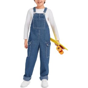 Haloumoning Boys Fashion Denim Overalls with Flap Pockets 5-14 Years