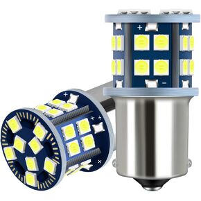 12V 1156 LED Light Super Bright White 1141 1003 BA15S Single Filament Base Replacement Bulb for Car Truck Motorcycle RV Trailer Camper Tail Back Up Reverse Light 28-LEDs 3030 Chipset 2-Pack