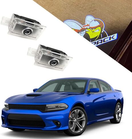 EastFly لا تتلاشى أبدًا شعار LED لضوء الباب لسيارة دودج تشارجر ماغنوم وجهاز عرض شبح ظل البركة وأضواء خطوة مجاملة (1. شعار حزمة Scat للشاحن) in Saudi Arabia