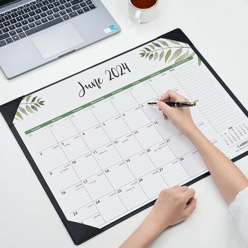 تقويم مكتب كبير 2024-2025 مع حصيرة مكتب، تقويم وسادة مكتب Cabbrix مقاس 22 × 17 بوصة يمتد من الآن إلى يونيو 2025، تقويم مكتب نشاف 2024-2025 للمدرسة المنزلية والمكتب in Kuwait