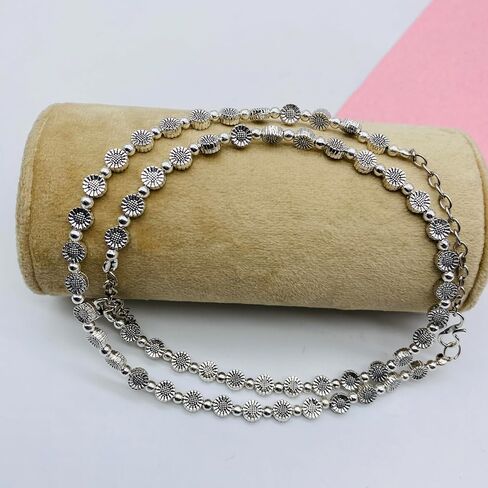 ANDYWARS FASHION خلخال فضي مؤكسد باللؤلؤ العرقي للنساء والفتيات، لؤلؤ بايال، أنكيل، خلخال بأسعار معقولة، مجوهرات الجسم، خلخال رائجة، خلخال مجوهرات هندية in Kuwait