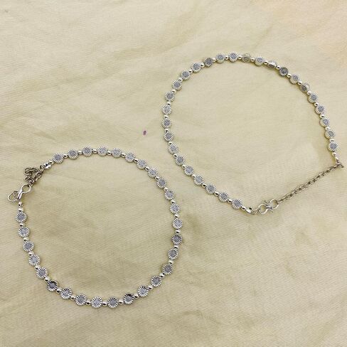 ANDYWARS FASHION خلخال فضي مؤكسد باللؤلؤ العرقي للنساء والفتيات، لؤلؤ بايال، أنكيل، خلخال بأسعار معقولة، مجوهرات الجسم، خلخال رائجة، خلخال مجوهرات هندية in Kuwait