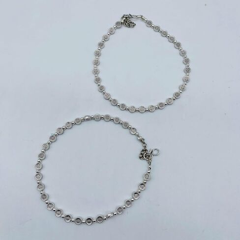 ANDYWARS FASHION خلخال فضي مؤكسد باللؤلؤ العرقي للنساء والفتيات، لؤلؤ بايال، أنكيل، خلخال بأسعار معقولة، مجوهرات الجسم، خلخال رائجة، خلخال مجوهرات هندية in Kuwait