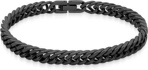 Cuban Chain Bracelet for Men Women, 5mm/7mm/9mm/13mm Width, Black/18K Gold Plated/Stainless Steel Curb Link Chain Bracelets, 7.5"/8.3"/9" Length-Send Gift Box in Saudi Arabia