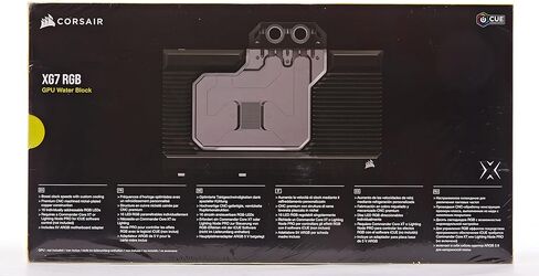 كورسير وحدة معالجة الرسومات الجرافيكية XG7 RGB RX 7900 XTX من هيدرو اكس - لوحدة معالجة الرسومات الجرافيكية AMD راديون RX 7900 XTX - نحاس مطلي بالنيكل - لوحة خلفية وكيبل محول ARGB 5 فولت - اسود in Kuwait