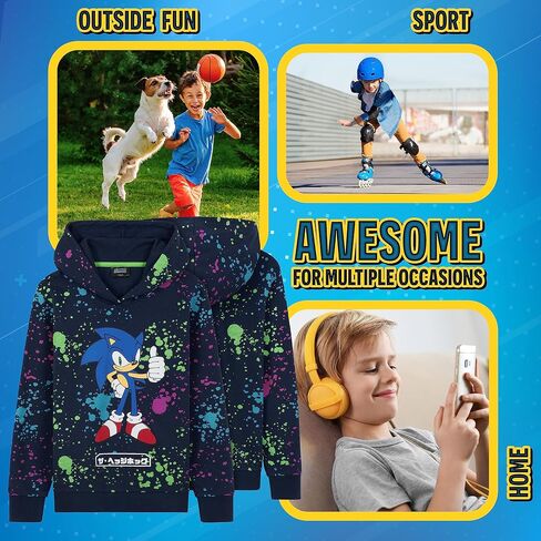 Sonic The Hedgehog Boys' Hoodies - Hooded Sweatshirt for Kids Lounge Wear Street Style 4-12 Years Gamer Gifts for Boys in Saudi Arabia