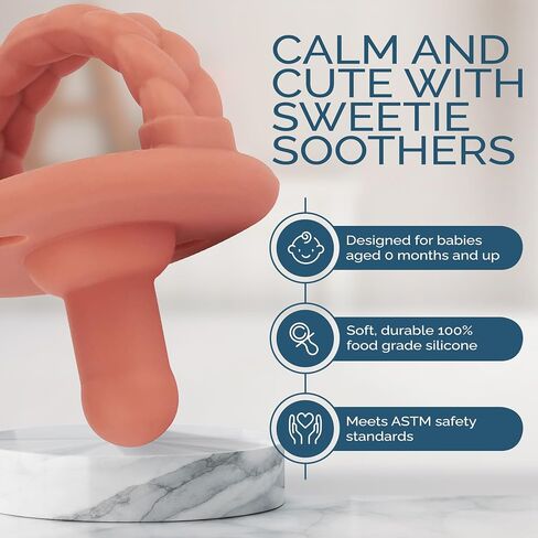 Itzy Ritzy Silicone Pacifiers for Newborn - Sweetie Soother Pacifiers Feature Collapsible Handle & Two Air Holes for Added Safety; for Ages Newborn and Up, Set of 2 in Agave & Succulent in Saudi Arabia