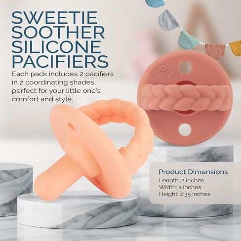 Itzy Ritzy Silicone Pacifiers for Newborn - Sweetie Soother Pacifiers Feature Collapsible Handle & Two Air Holes for Added Safety; for Ages Newborn and Up, Set of 2 in Agave & Succulent in Saudi Arabia