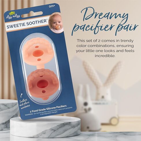 Itzy Ritzy Silicone Pacifiers for Newborn - Sweetie Soother Pacifiers Feature Collapsible Handle & Two Air Holes for Added Safety; for Ages Newborn and Up, Set of 2 in Agave & Succulent in Saudi Arabia