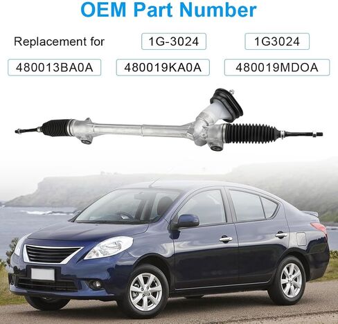 مجموعة رف وترس التوجيه المعزز متوافقة مع 2012 2013 2014 2015 2016 2017 2018 2019 Nissan Versa Note L4 1.6L لاستبدال 1G-3024 1G3024 480019MDOA 480013BA0A 480019KA0A in Saudi Arabia