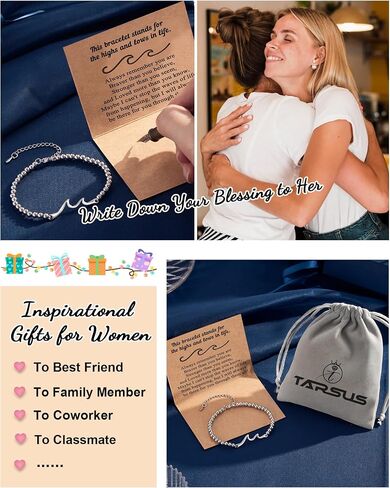 Tarsus Thinking of You Gifts for Women, Through The Waves of Life, Inspirational Gifts, Get Well Gift, Sympathy Thoughtful Gifts for Friend, Encouragement Cheer Up Bracelet in Saudi Arabia