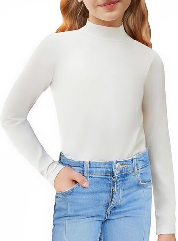 Arshiner Girls Long Sleeve Mock Turtleneck Shirts Slim Fit Casual Base Layer Top Tee in Saudi Arabia