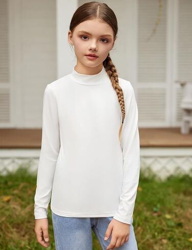 Arshiner Girls Long Sleeve Mock Turtleneck Shirts Slim Fit Casual Base Layer Top Tee in Saudi Arabia