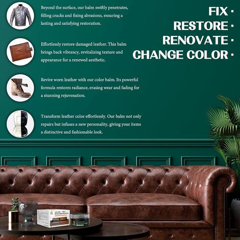 Dark Brown Leather Recoloring Balm Kit, Leather Couch Paint, Scratch Remover, Scratch Repair, Leather Color Restore, Leather Recolor for Couches, Renew Aged, Faded Vinyl Couch, Car Seat in Saudi Arabia