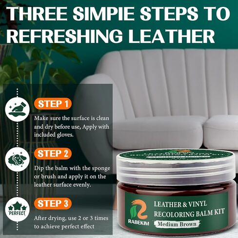 Dark Brown Leather Recoloring Balm Kit, Leather Couch Paint, Scratch Remover, Scratch Repair, Leather Color Restore, Leather Recolor for Couches, Renew Aged, Faded Vinyl Couch, Car Seat in Saudi Arabia