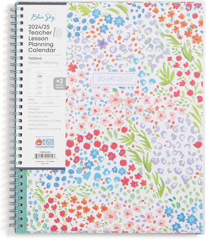 Blue Sky 2024-2025 Academic Year Teacher Weekly and Monthly Lesson Planner, 8.5" x 11", Flexible Cover, Wirebound, Ditsy Dapple Light (132002-A25) in Saudi Arabia
